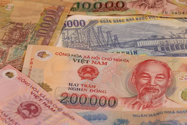 Složení vietnamských dong Vnd bankovek — Stock fotografie