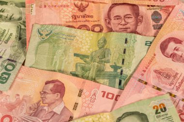 Tayland bahtından bir kompozisyon. Thb banknotları