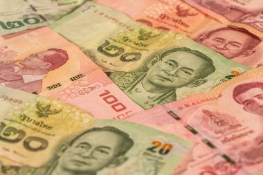 Tayland bahtından bir kompozisyon. Thb banknotları