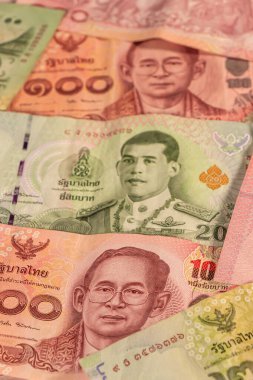 Tayland bahtından bir kompozisyon. Thb banknotları