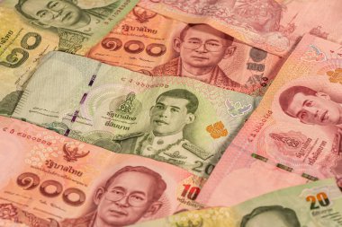 Tayland bahtından bir kompozisyon. Thb banknotları
