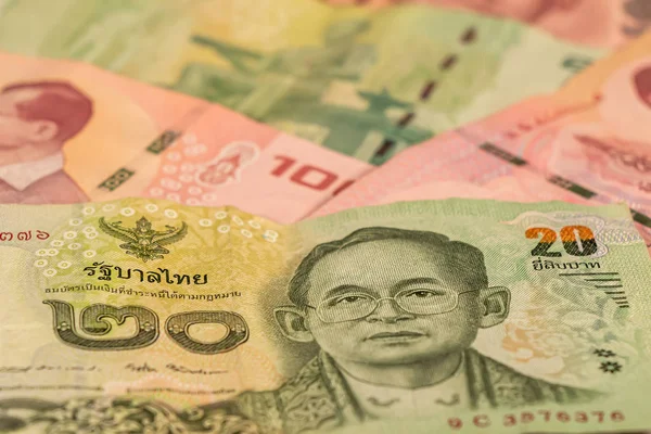 Složení thajských bahtů. Thb bankovky — Stock fotografie