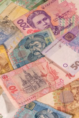 A composition of Ukrainian hryvnia. UAH banknotes