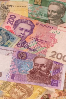 A composition of Ukrainian hryvnia. UAH banknotes