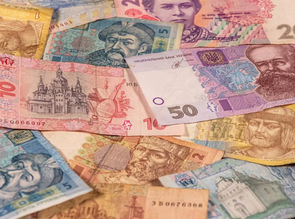 En sammansättning av ukrainska hryvnia. Uah-sedlar — Stockfoto