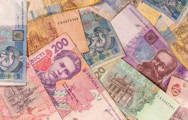 En sammansättning av ukrainska hryvnia. Uah-sedlar — Stockfoto
