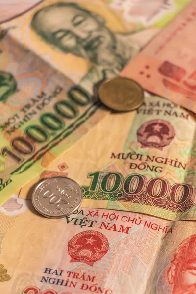 Vietnamesiska dong Vnd sedlar och mynt — Stockfoto