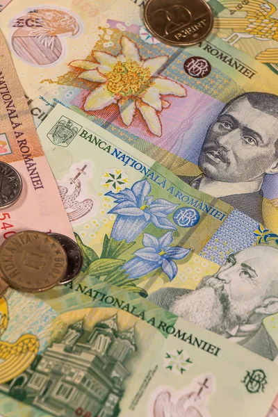 Rumänska leu sedlar och mynt, Ron. Rumänien, Rou — Stockfoto