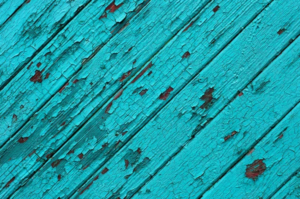 Textura staré tyrkysové malované prkna ze dřeva — Stock fotografie