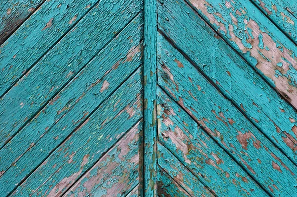 Textura staré tyrkysové malované loupaná Dřevěná prkna — Stock fotografie