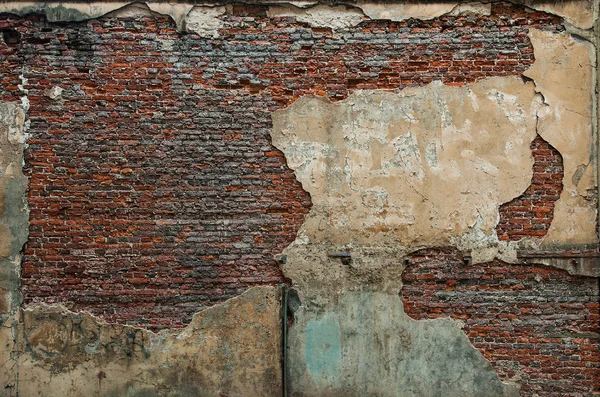 Stará cihlová zeď s zničených štuk. pozadí, textury — Stock fotografie