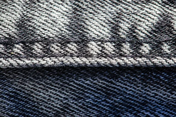 带有针迹 宏观的灰色斜纹棉布 — 图库照片