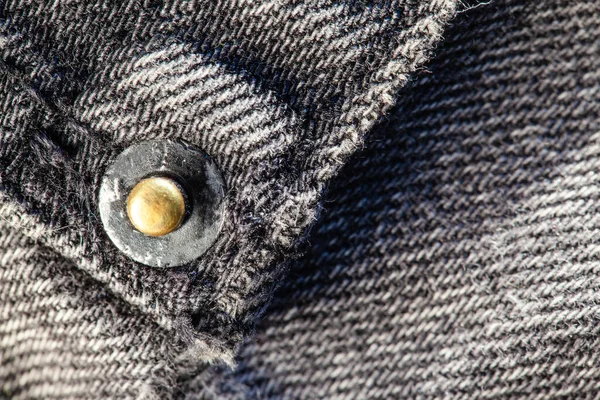 Grijze Denim Met Klinknagels Achtergrond Textuur Macro — Stockfoto