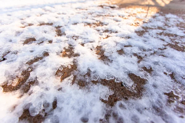 Última Neve Derretida Areia — Fotografia de Stock