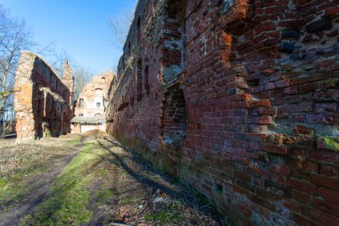 Tötonik Düzen Şövalyeleri 'ne ait Ortaçağ Prusya şatosunun kalıntıları