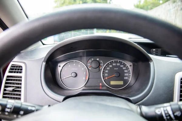 Close Dashboard Speedometer Tachometer Car — Stock Photo, Image