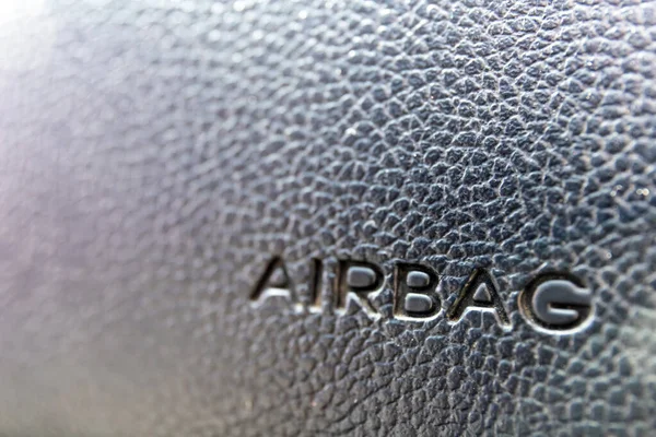 Close Inscription Airbag Car Panel — Stock Photo, Image