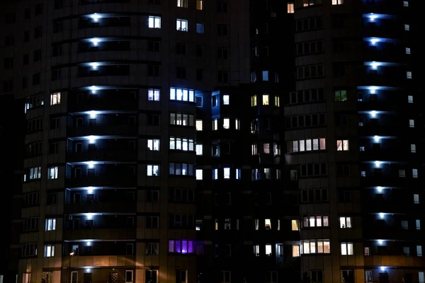 Light Windows Night Apartment Building — Stock Photo, Image