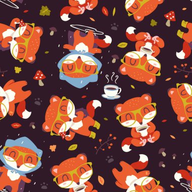 vektör karikatür düşmek fox seamless modeli