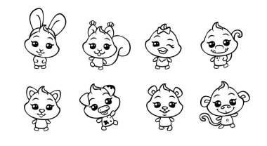 vektör şirin hayvanlar kümesi