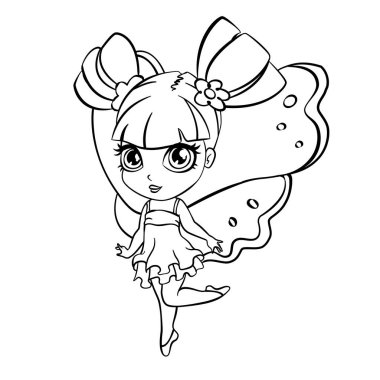 vektör doodle elf peri kız illüstrasyon