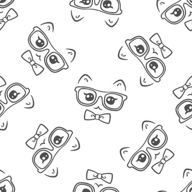 gözlük desen vektör sorunsuz kedi yüzüne