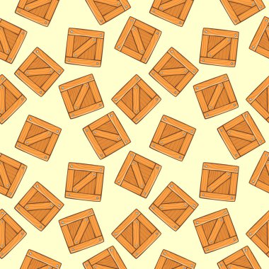 vektör kesintisiz çizgi film ahşap kutu desen