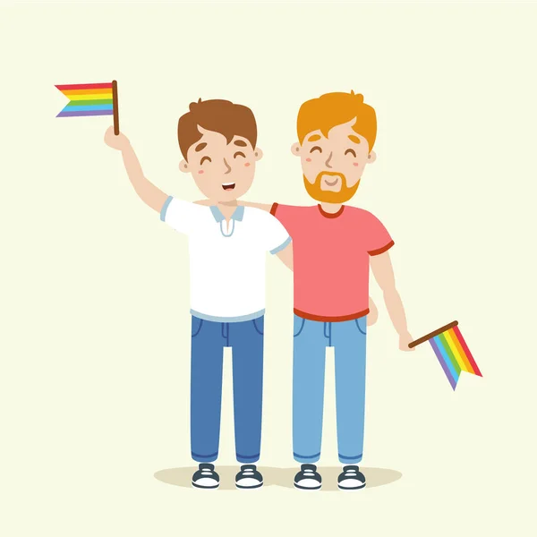 矢量对同性恋夫妇平面插画 — 图库矢量图片
