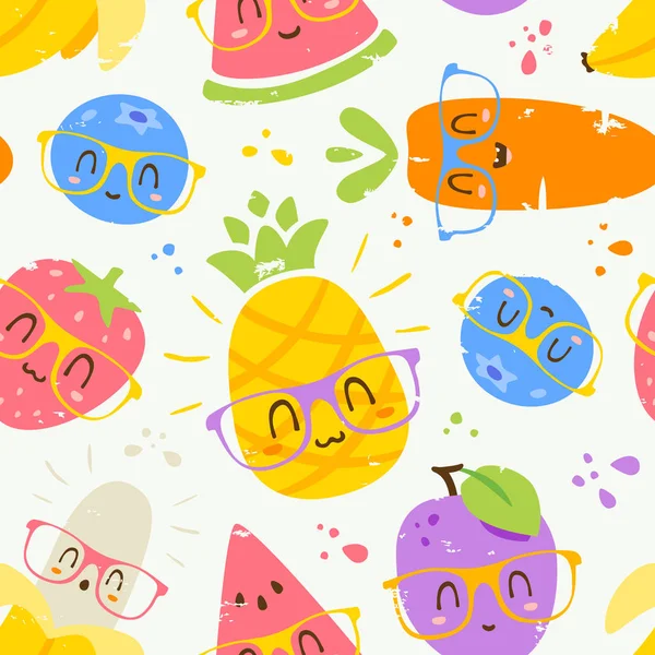 Vector de dibujos animados frutas en gafas conjunto — Archivo Imágenes Vectoriales