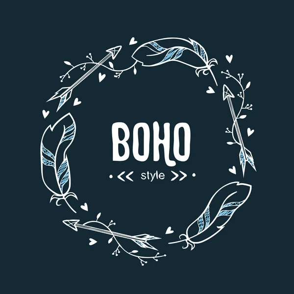vektör boho tüyler ve okları çerçeve