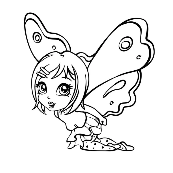 Vector doodle elf fairy girl illustration — Stock Vector