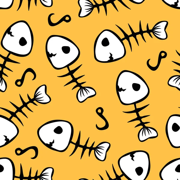 Διάνυσμα απρόσκοπτη ψάρια σκελετός μοτίβο — Διανυσματικό Αρχείο