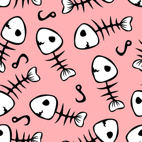 Modèle de squelette de poisson sans couture vecteur — Image vectorielle