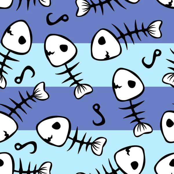 Vector sömlös fisk skelett mönster — Stock vektor