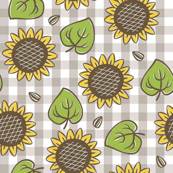 Vektor nahtloses Sonnenblumen-Cartoon-Muster — Stockvektor