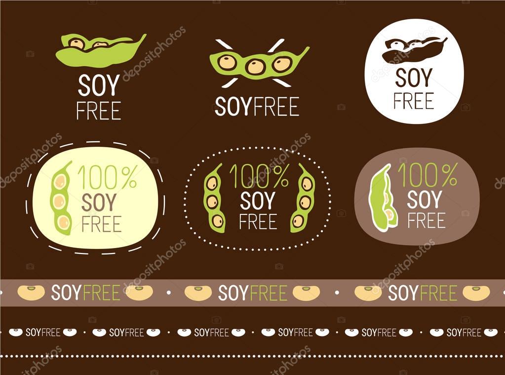 Vector soy free sign set