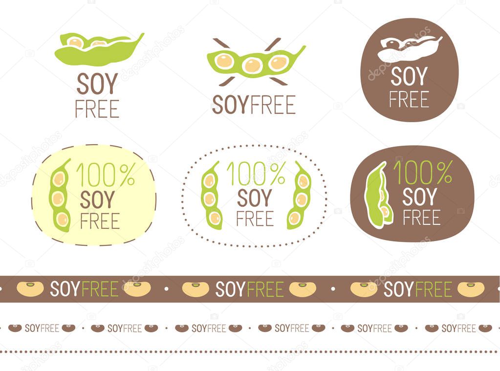 vector soy free sign set