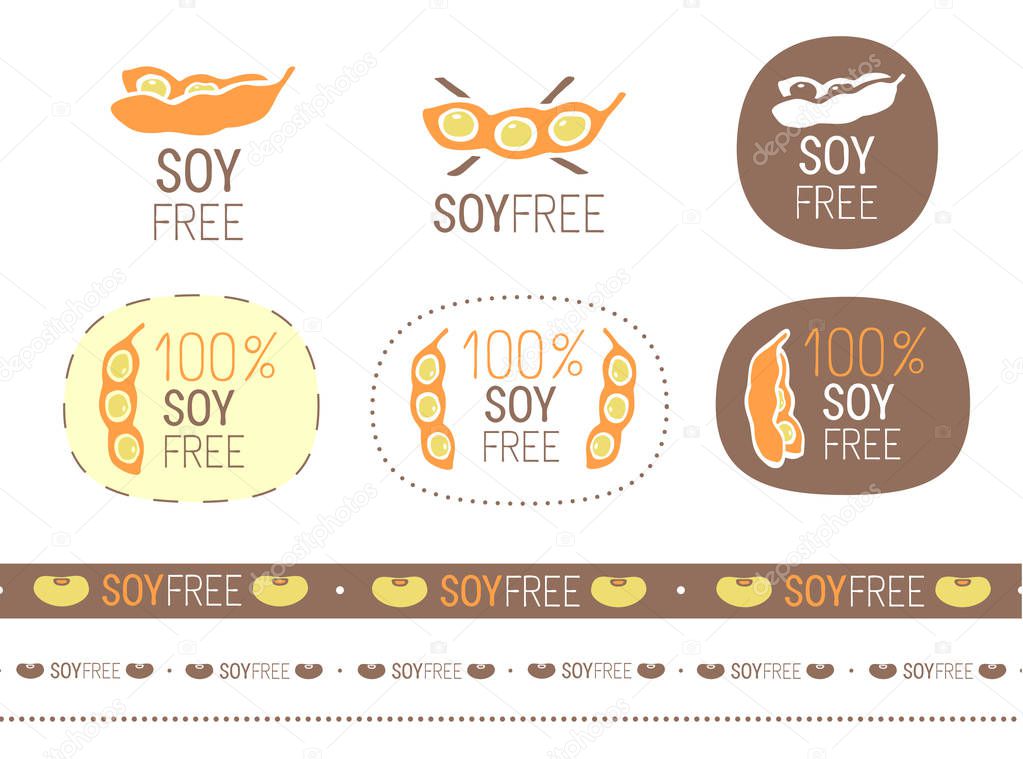 Vector soy free sign set