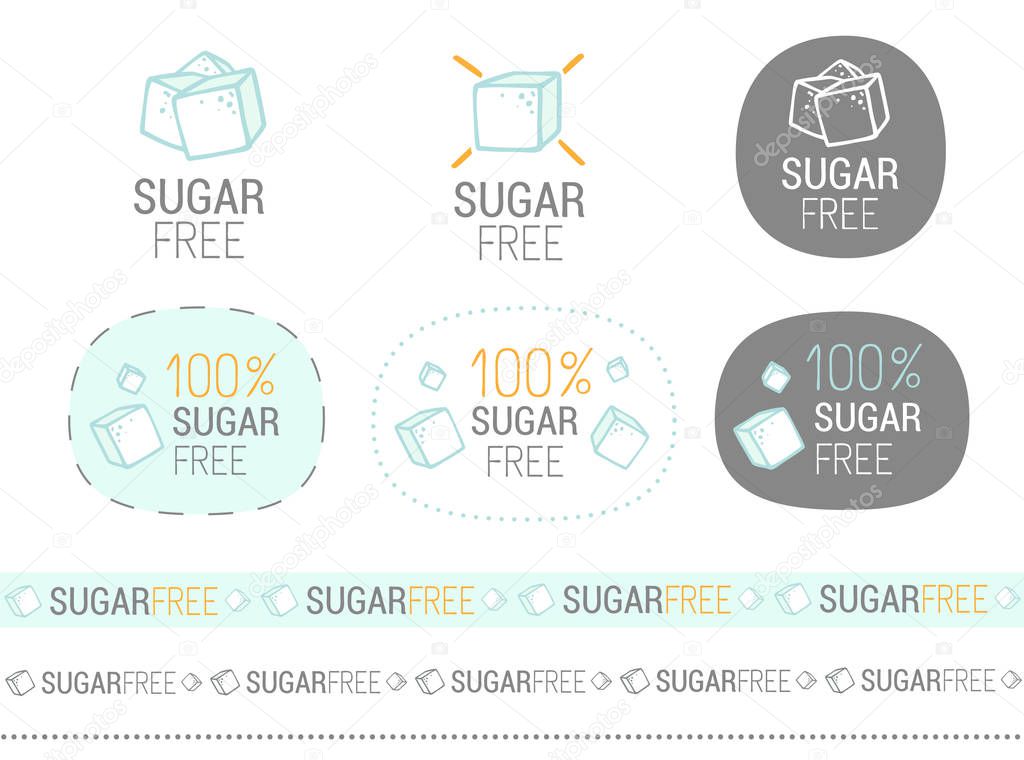 vector sugar free sign set