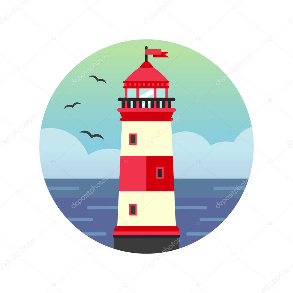 round vector lighthouse icon