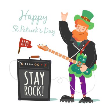 vektör rock leprechaunst. Patrick'in gün illüstrasyon