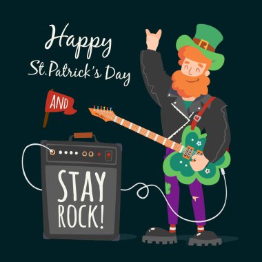 vektör rock leprechaunst. Patrick'in gün illüstrasyon