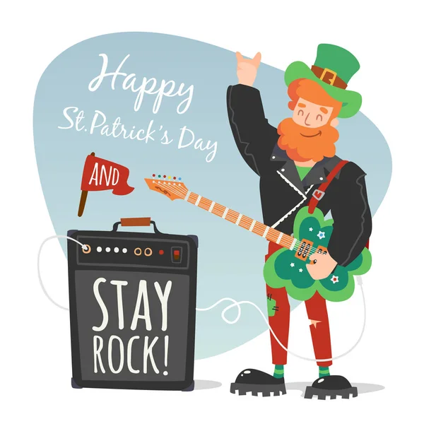 Vektor rock leprechaunst. Patrick's day illusztráció — Stock Vector