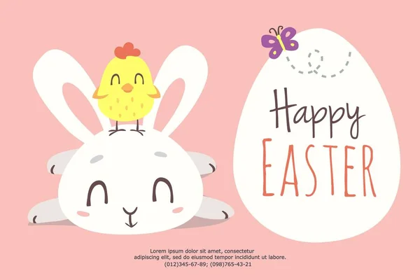 Carte de vœux de lapin de Pâques style dessin animé vectoriel — Image vectorielle