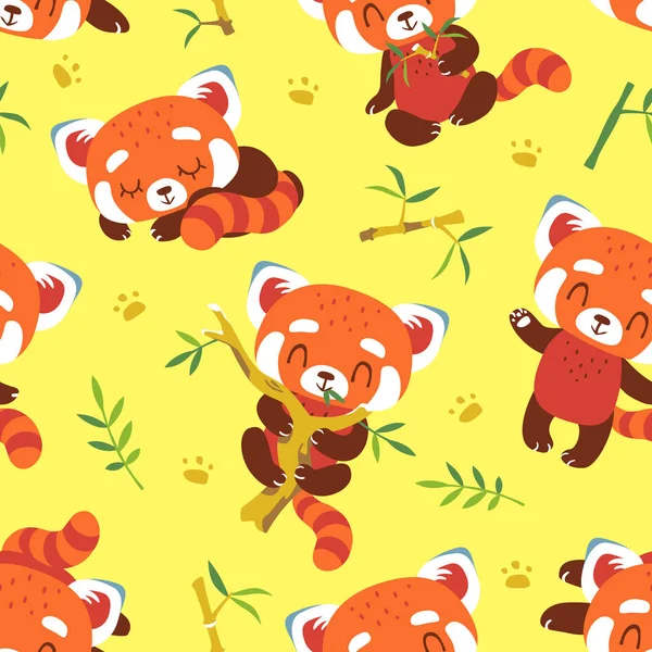 Cartoon of red panda set — Stock Vector