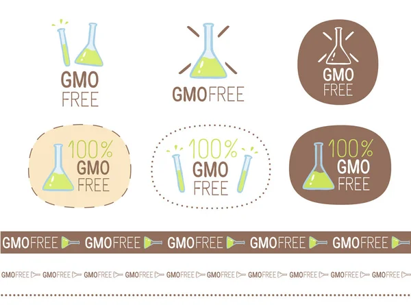 Vector gmo free cute sign set - Stok Vektor