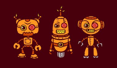 vektör kızgın robot çizgi film set