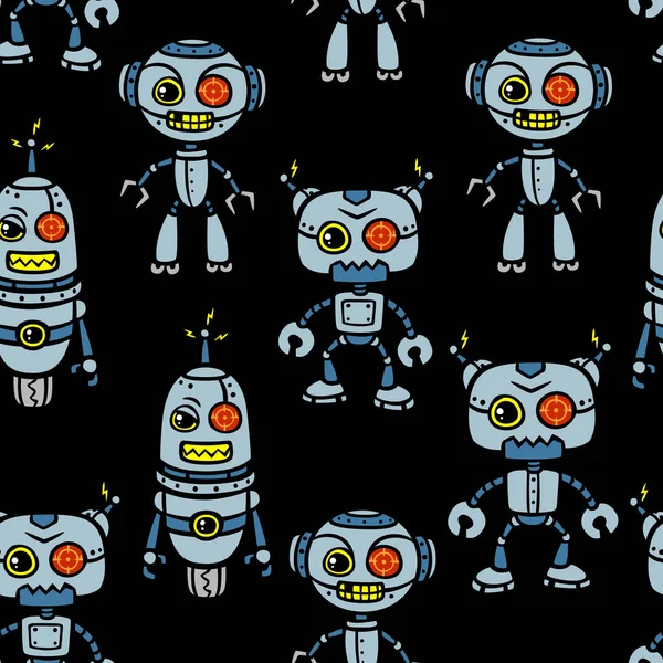 Vektor wütend Roboter Zeichentrickset — Stockvektor