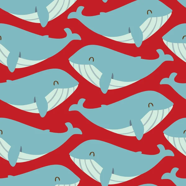 Векторний синій кит безшовний візерунок — стоковий вектор