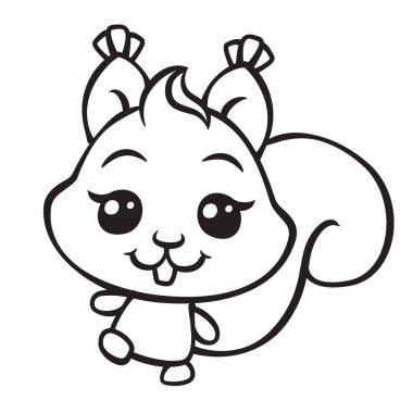 sevimli sincap boyama sayfası illüstrasyon